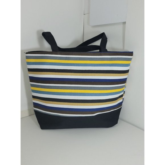 Women's Handbag Shoulder BEACH striped bag multicolor shoppers tote - Picture 6 of 16